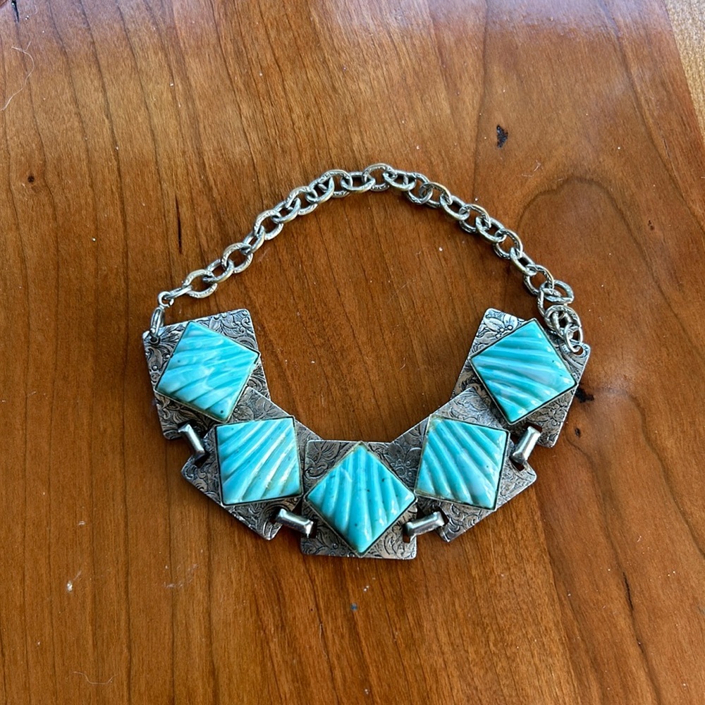 Vintage silver and turquoise bracelet approx 10 inches in length